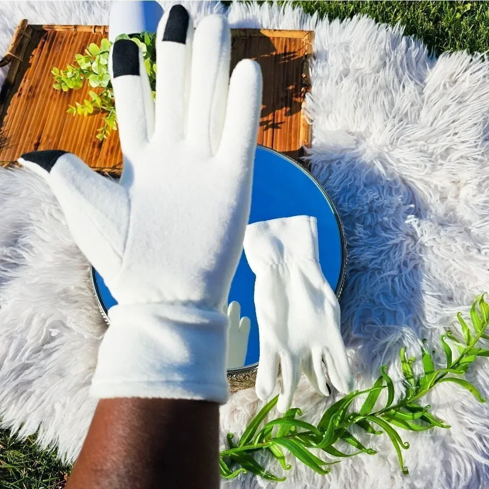 New Cozy Ivory Text Capability Statement Gloves.